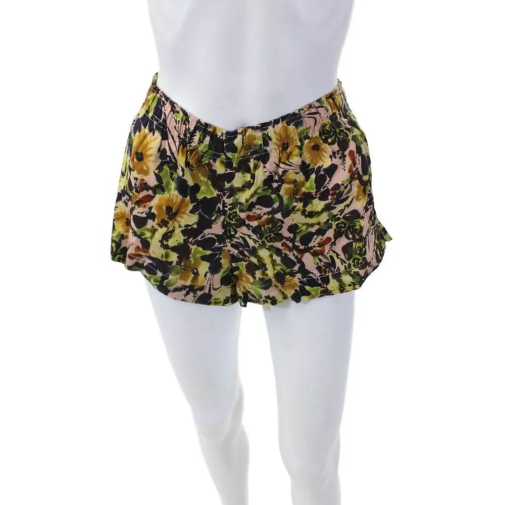 Something Navy Womens Textured Bowie Floral Printed Shorts Yellow Size XXS